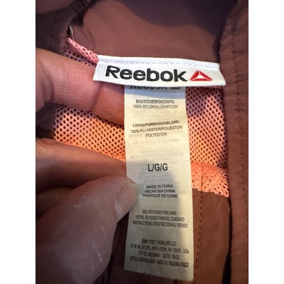 Reebok Womens Colorblock Windbreaker Jacket Pink & Maroon Nylon Polyester Zip-Up - Picture 2 of 6